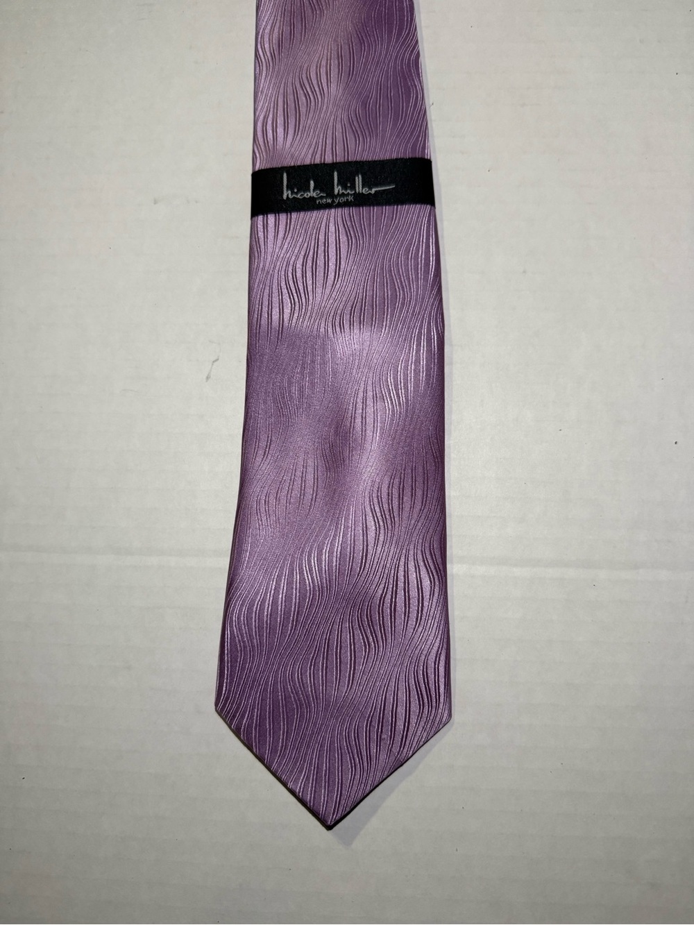 Nicole Miller Lavender Wave-Texture Silk Tie